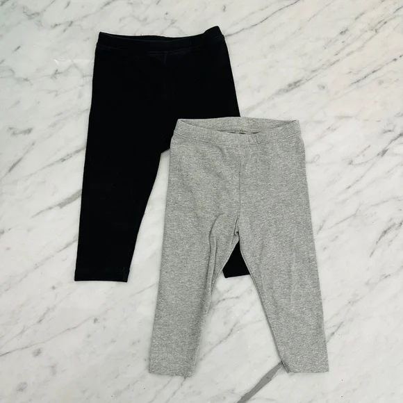 Baby Gap 2 Pair Leggings Black & Grey 18-24 Months - Picture 1 of 5